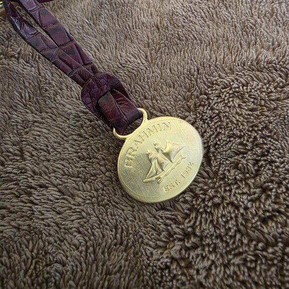 Brahmin Lauren Port Melbourne Oxblood Crocodile-Embossed Hobo Bag New - Picture 13 of 16